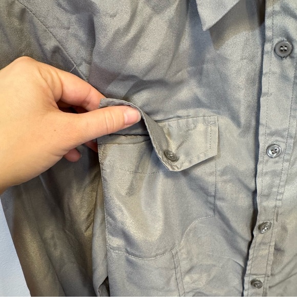 Women’s Top Pendleton Gray Metalic Shirt Button Down size 12 - Picture 6 of 14